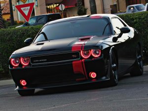 Dodge Challenger Headlight Halo Kit - ORACLE Lighting - LED Projector - Red - `08-`14